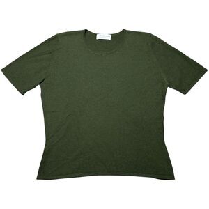 Wilkes Bashford 100% Cashmere Green Short Sleeve Sweater Made in Scotland, Large